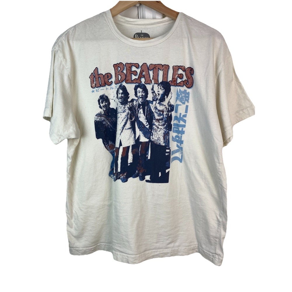 The Beatles Men's S Cream Short Sleeve Cotton Band T-Shirt